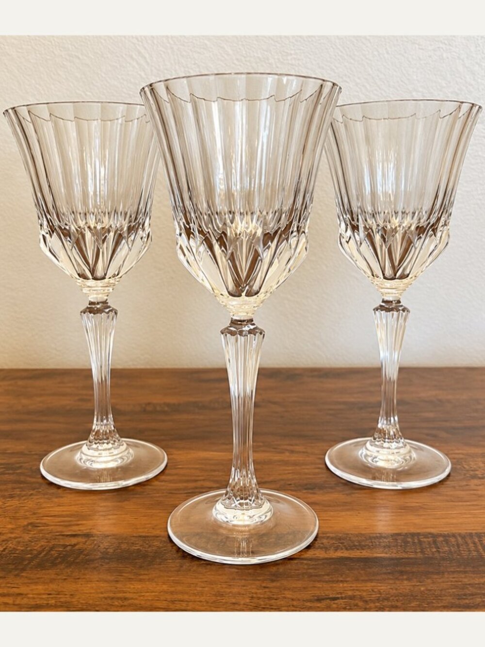 Clear Cut Style Fluted Wine Goblets Set of 3 – 8 oz 8.25" Tall0
